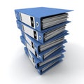 Blue ring binders stacked on a pile Royalty Free Stock Photo