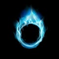 Blue ring of Fire with black background Royalty Free Stock Photo