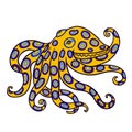 Blue ringed octopus Aussie color vector character