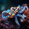Blue-ringed octopus. The Deadly Blue Ringed Octopus, hapalochlaena. Royalty Free Stock Photo