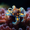 Blue-ringed octopus. The Deadly Blue Ringed Octopus, hapalochlaena. Royalty Free Stock Photo