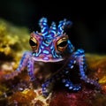 Ai Generated illustration Wildlife Concept of Blue ringed octopus on reeftop in Lembeh Strait Indonesia Royalty Free Stock Photo