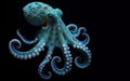 Blue ringed octopuses tetrodotoxin poisonous octopus dangerous aquatic animals black background