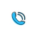 Blue ringing handset hand drawn icon Royalty Free Stock Photo