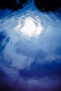 Blue rippled water detail and reflection of the bright moon in river Royalty Free Stock Photo