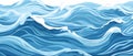 Blue ripples and water splashes waves surface flat style design vector illustration. Royalty Free Stock Photo