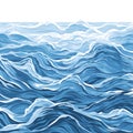 Blue ripples and water splashes waves surface flat style design vector illustration. Royalty Free Stock Photo