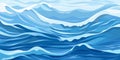 Blue ripples and water splashes waves surface flat style design vector illustration. Royalty Free Stock Photo