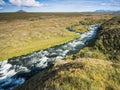 Blue river at green country in North Iceland Royalty Free Stock Photo