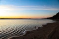 Blue riverside sunset in late evening