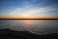 Blue riverside sunset in late evening