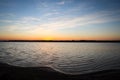 Blue riverside sunset in late evening