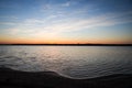 Blue riverside sunset in late evening