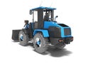 Blue road front loader rear view 3D rendering on white background with shadow Royalty Free Stock Photo