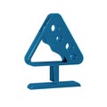 Blue Road sign avalanches icon isolated on transparent background. Snowslide or snowslip rapid flow of snow down a