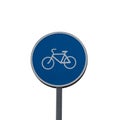 Blue road sign bicycle path isolated on white background Royalty Free Stock Photo