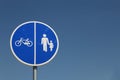 Blue road sign for bicycle and pedestrian Royalty Free Stock Photo