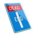 Blue Road Sign Indicating a Dead End with Red and White Text on White Background traffic sign Royalty Free Stock Photo