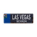 Blue road sign Las Vegas in old grungy rusted style Royalty Free Stock Photo
