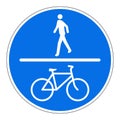 Blue road sign for pedestrians and cyclists Royalty Free Stock Photo