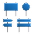 Blue Road Sign Set on White Background. Vector Royalty Free Stock Photo