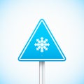 Blue road sign with snowflake