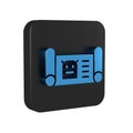 Blue Robot blueprint icon isolated on transparent background. Black square button.