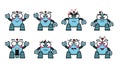 Blue robot character mascot cute emoji emotion expression vector collection set Royalty Free Stock Photo