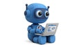 Blue Robot Coding on Laptop. AI, Automation, Technology Concept Royalty Free Stock Photo