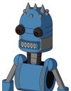 Blue Robot With Dome Head And Square Mouth And Red Eyed And Three Spiked