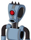 Blue Robot With Droid Head And Round Mouth And Cyclops Eye And Three Dark Spikes