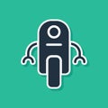 Blue Robot icon isolated on green background. Artificial intelligence, machine learning, cloud computing. Vector Royalty Free Stock Photo