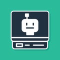 Blue Robot icon isolated on green background. Artificial intelligence, machine learning, cloud computing. Vector Royalty Free Stock Photo