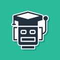 Blue Robot icon isolated on green background. Artificial intelligence, machine learning, cloud computing. Vector Royalty Free Stock Photo