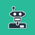 Blue Robot icon isolated on green background. Vector Royalty Free Stock Photo