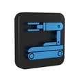 Blue Robot icon isolated on transparent background. Black square button. Royalty Free Stock Photo