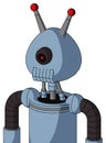Blue Robot With Rounded Head And Toothy Mouth And Black Cyclops Eye And Double Led Antenna