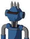 Blue Robot With Rounded Head And Toothy Mouth And Black Visor Cyclops And Three Spiked