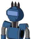 Blue Robot With Rounded Head And Toothy Mouth And Large Blue Visor Eye And Three Dark Spikes