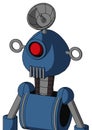 Blue Robot With Rounded Head And Vent Mouth And Cyclops Eye And Radar Dish Hat