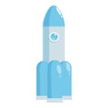 Blue rocket ship standing on launch pad ready for take off Royalty Free Stock Photo