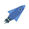 Blue rocket spaceship. Space travel Vector. Startup launch symbol. Project development icon. Royalty Free Stock Photo