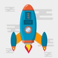 Blue rocket take off  vector illustration Royalty Free Stock Photo