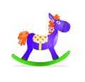 Blue rocking horse toy with red mane icon