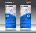 Blue Roll up banner stand template advertisement poster Royalty Free Stock Photo
