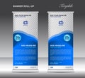 Blue Roll up banner stand template advertisement poster