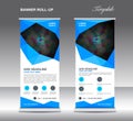 Blue Roll up banner stand template, stand design,banner template Royalty Free Stock Photo