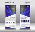 Blue Roll up banner stand template, stand design,banner template