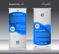 Blue Roll up banner template advertisement stand poster Royalty Free Stock Photo