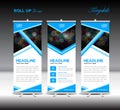 Blue Roll Up Banner template, stand template design ,banner temp Royalty Free Stock Photo